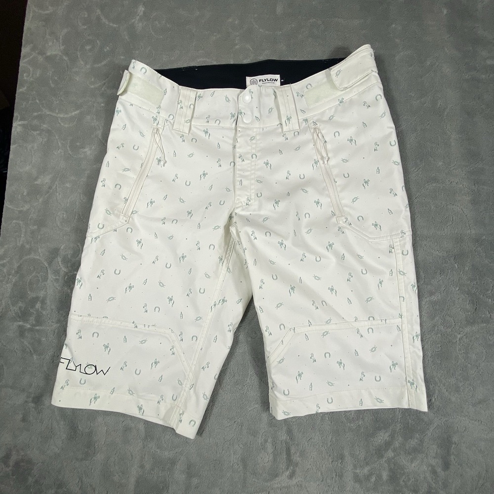 Flylow Men Shorts Small Outdoor Print Adjustable Quick Dry Stretch‎ Snap Missing